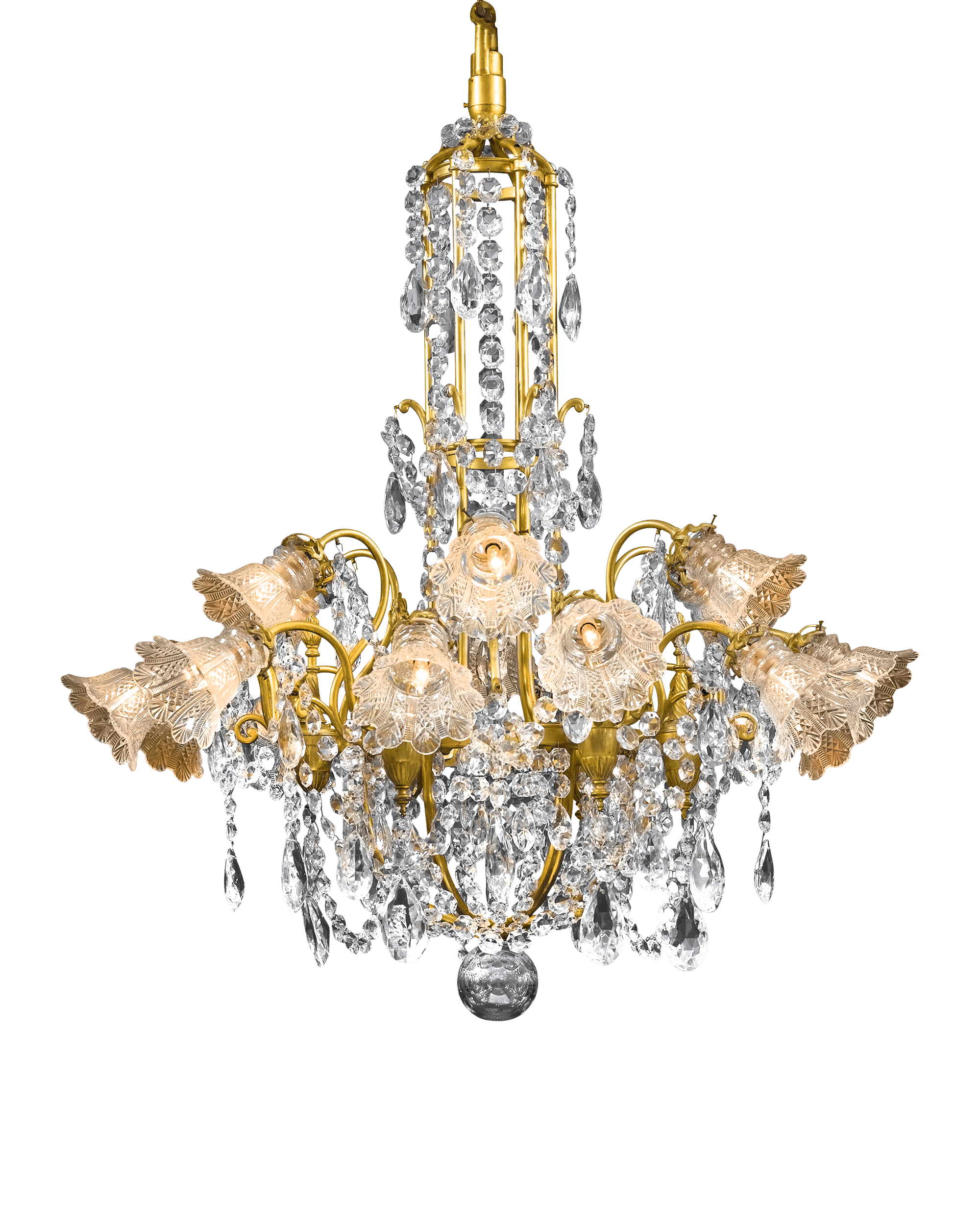 This chandelier is a brilliant specimen of Baccarat crystal