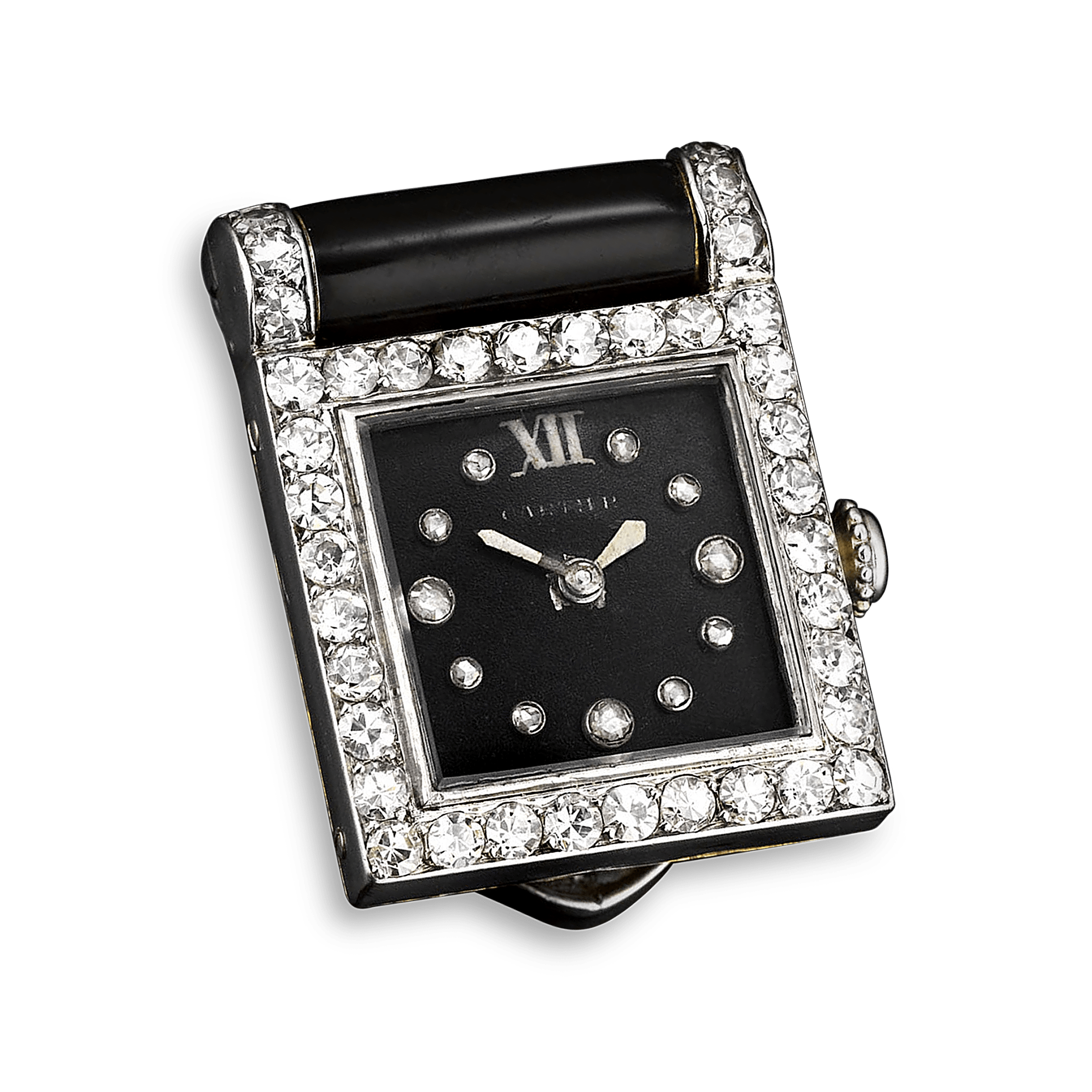 The stylish Cartier watch clip captures Art Deco artistry at its finest