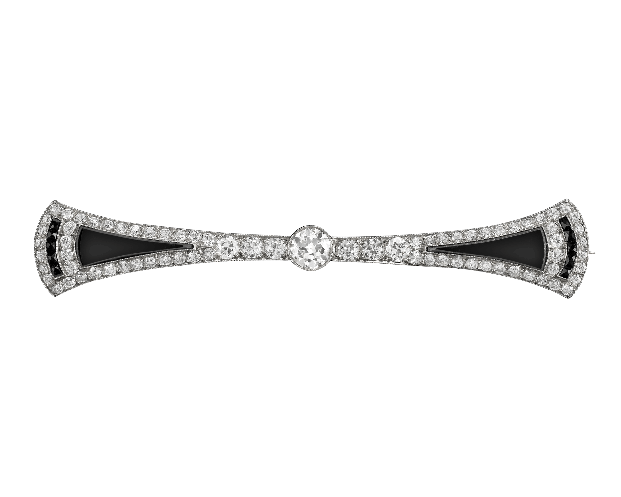 Tiffany & Co. Onyx and Diamond Pendant Brooch