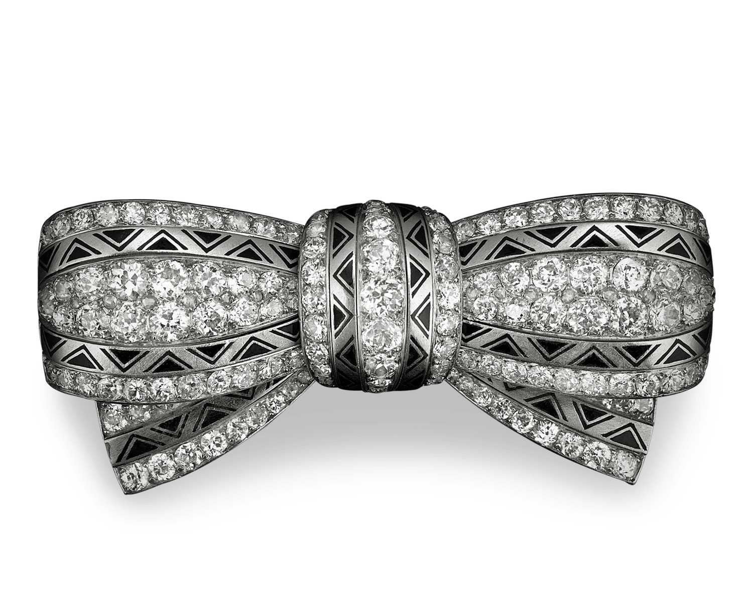 Channel-set diamonds give this Art Deco-period brooch magnificent sparkle