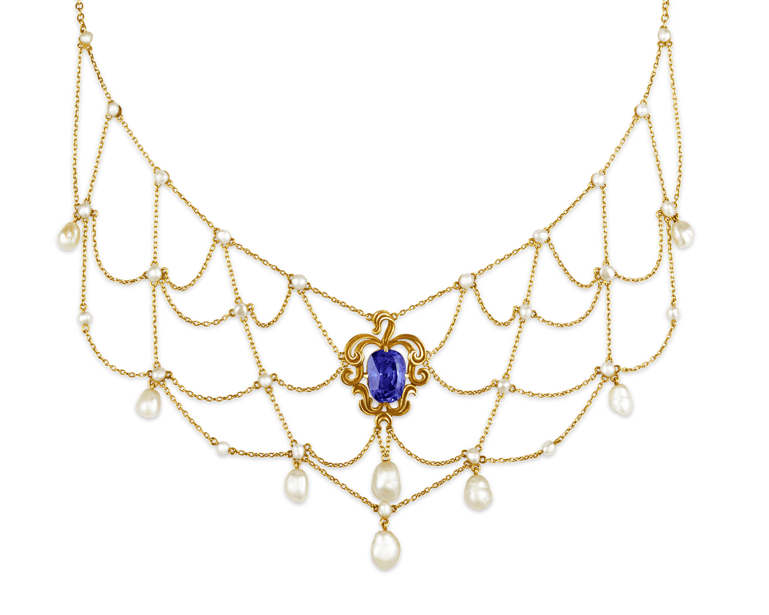 Untreated Burma Sapphire Bib Necklace, 6.07 Carats