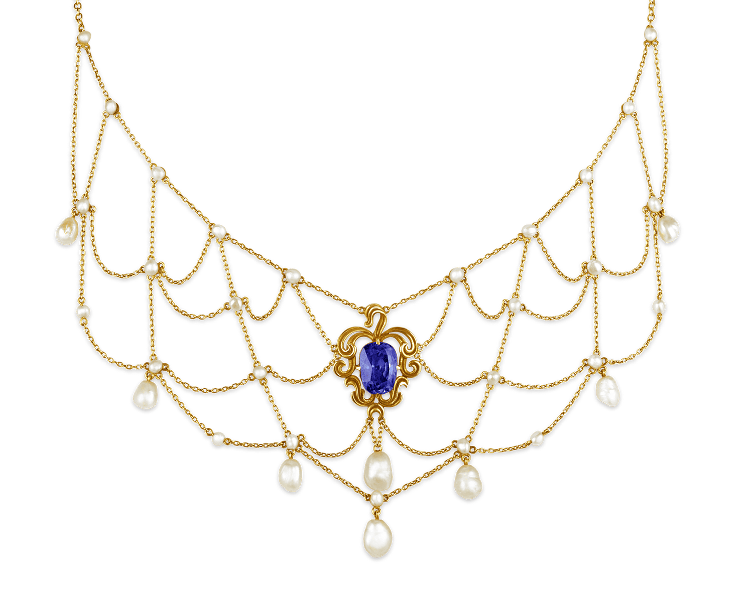 Untreated Burma Sapphire Bib Necklace, 6.07 Carats