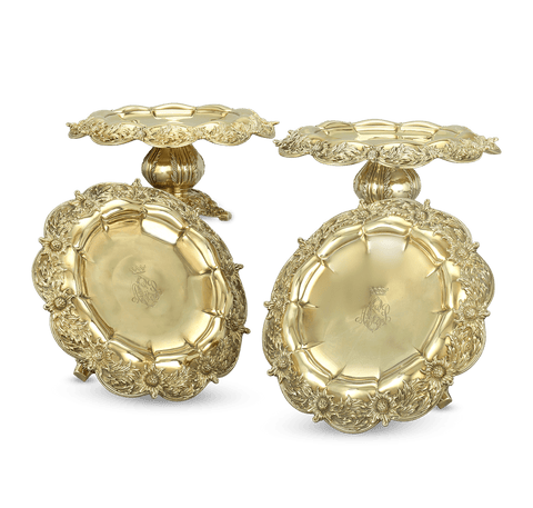 Tiffany & Co. Chrysanthemum Silver Gilt Tazze, Set of 4