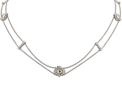 Tiffany & Co. Moonstone and Diamond Double-Strand Necklace