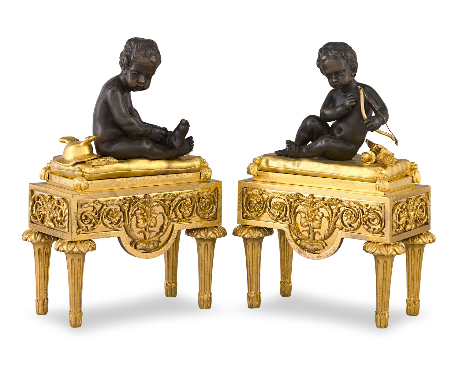 Louis XVI-Style Bronze Chenets