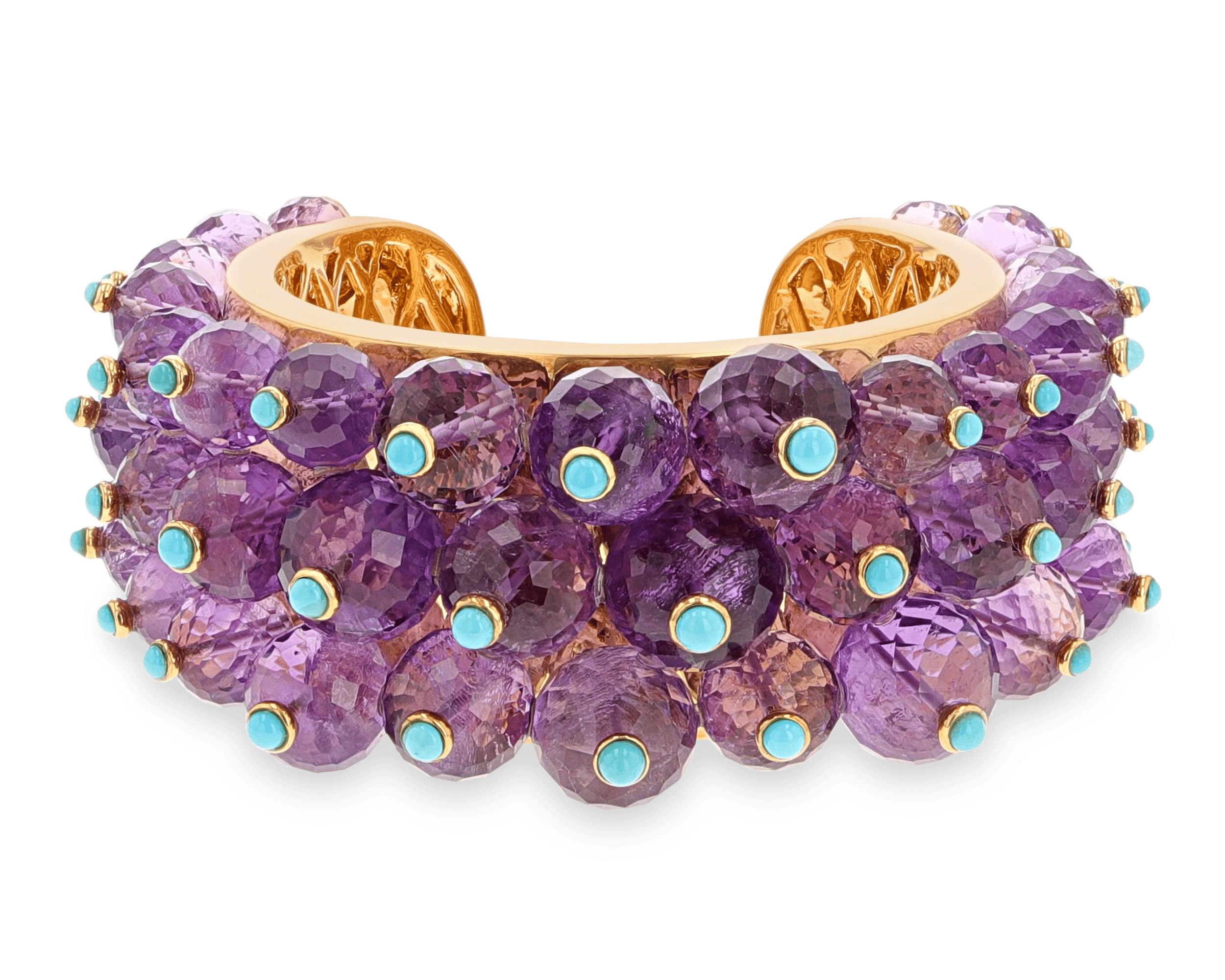 Amethyst and Turquoise Cuff Bracelet