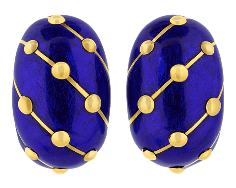 Tiffany & Co. Blue Enamel Earrings by Jean Schlumberger