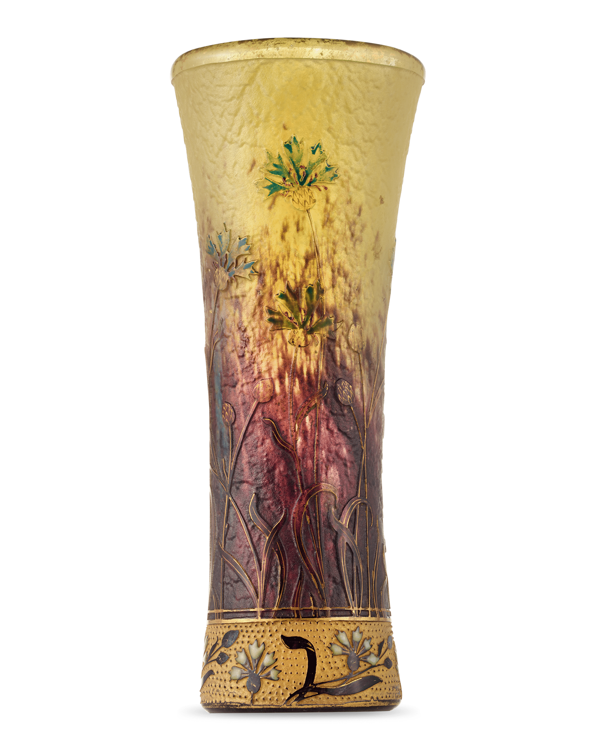 Gilded Cameo Glass Vase by Daum Nancy