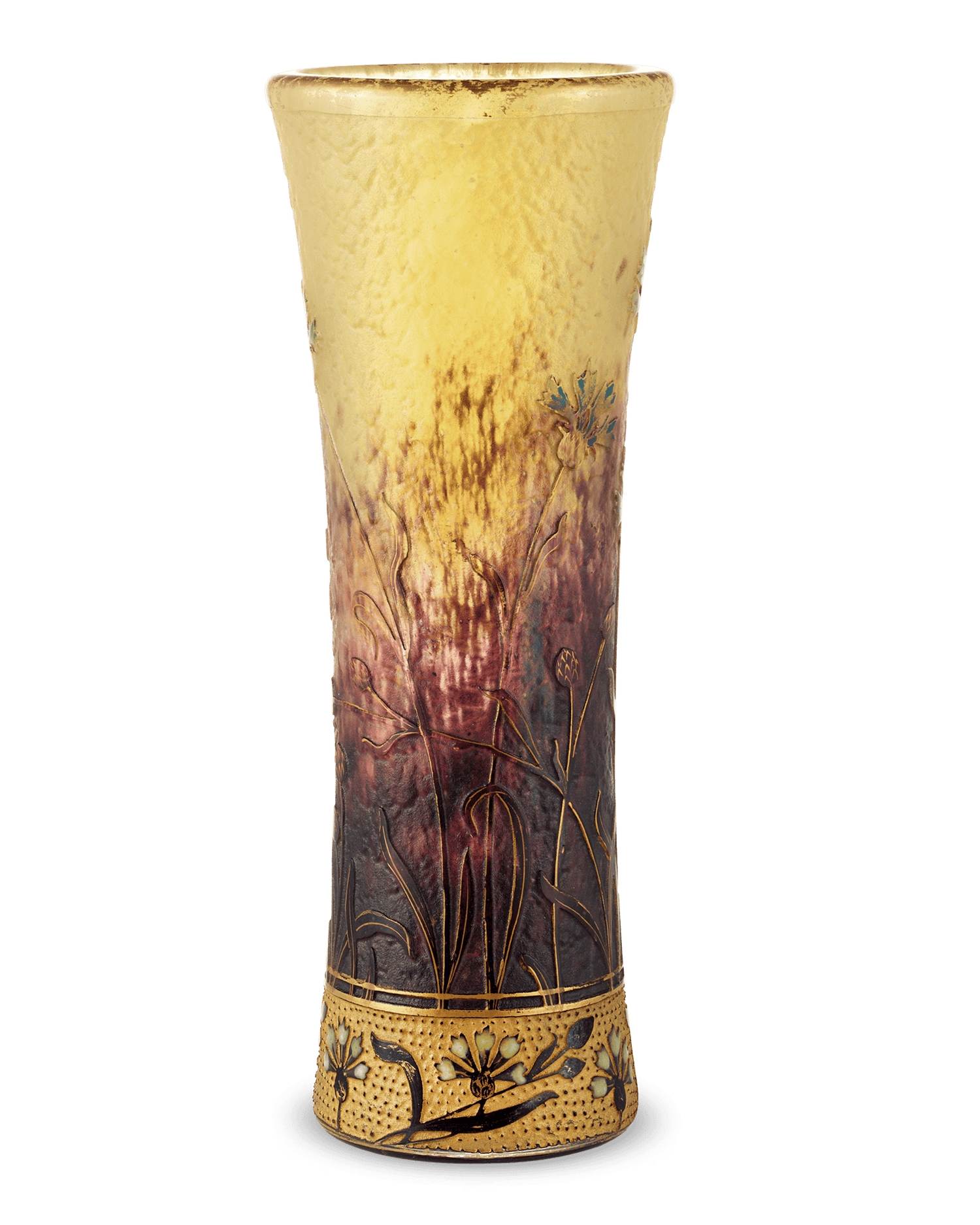Gilded Cameo Glass Vase by Daum Nancy