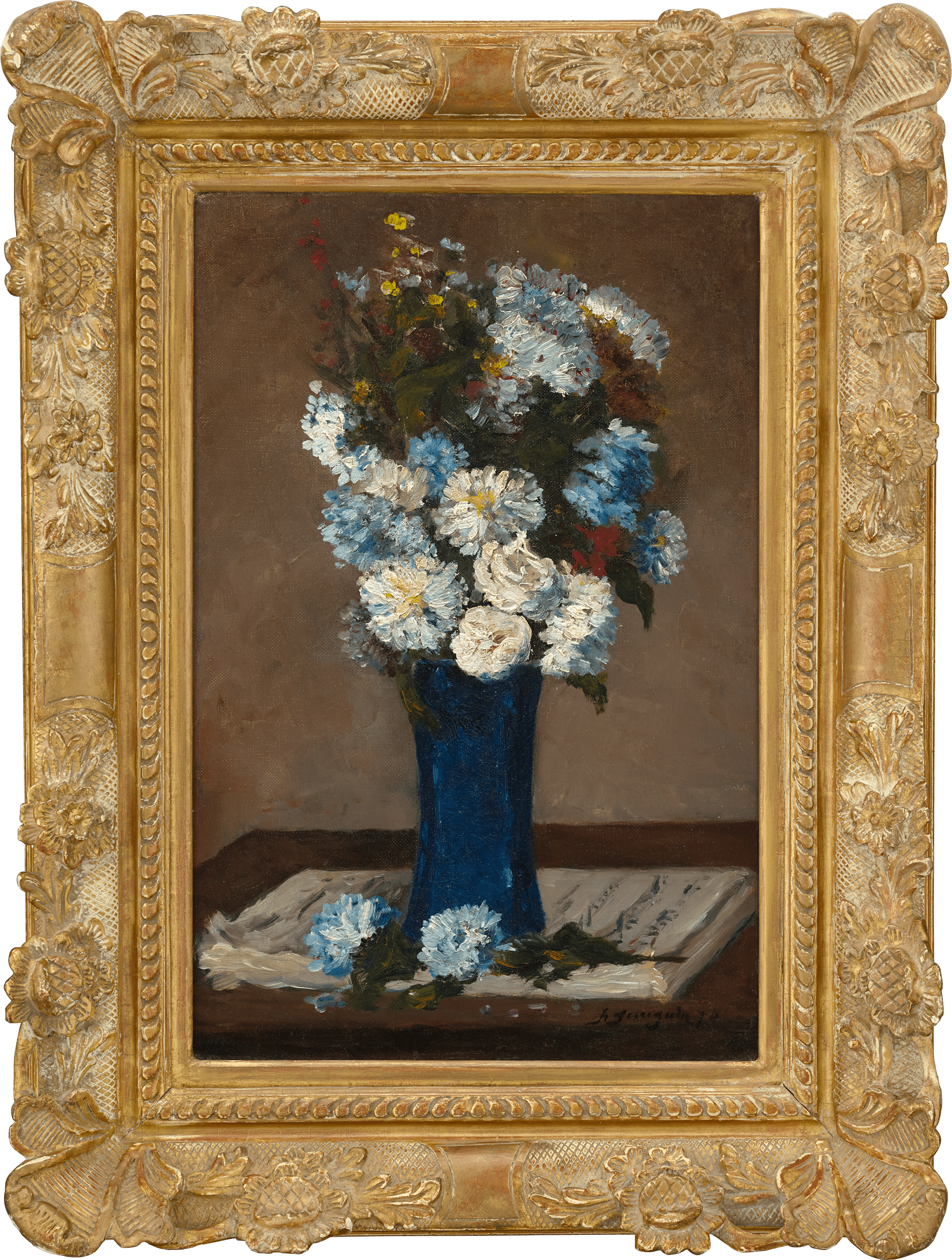 Fleurs dans un vase avec partition musicale by Paul Gauguin