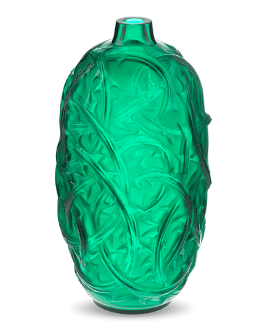 Green Ronces Vase by René Lalique