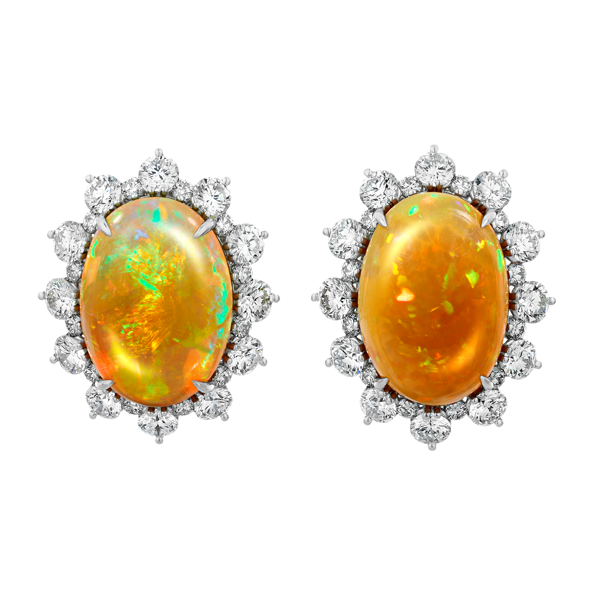 Fire Opal Earrings, 13.40 Carats
