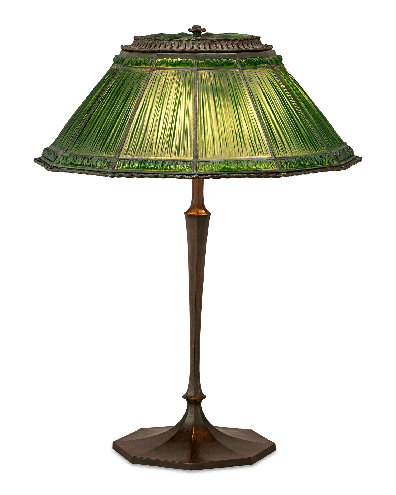 Tiffany Studios Green Linenfold Lamp