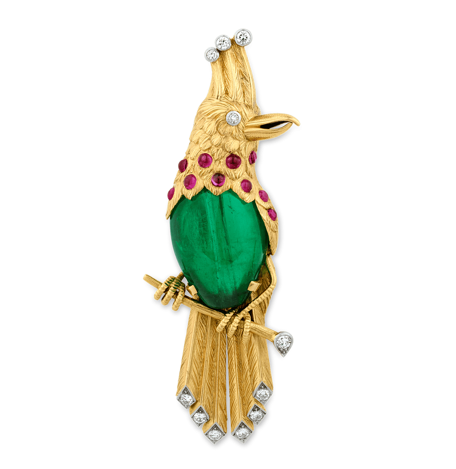 Cartier Colombian Emerald Bird Brooch, 45.00 carats