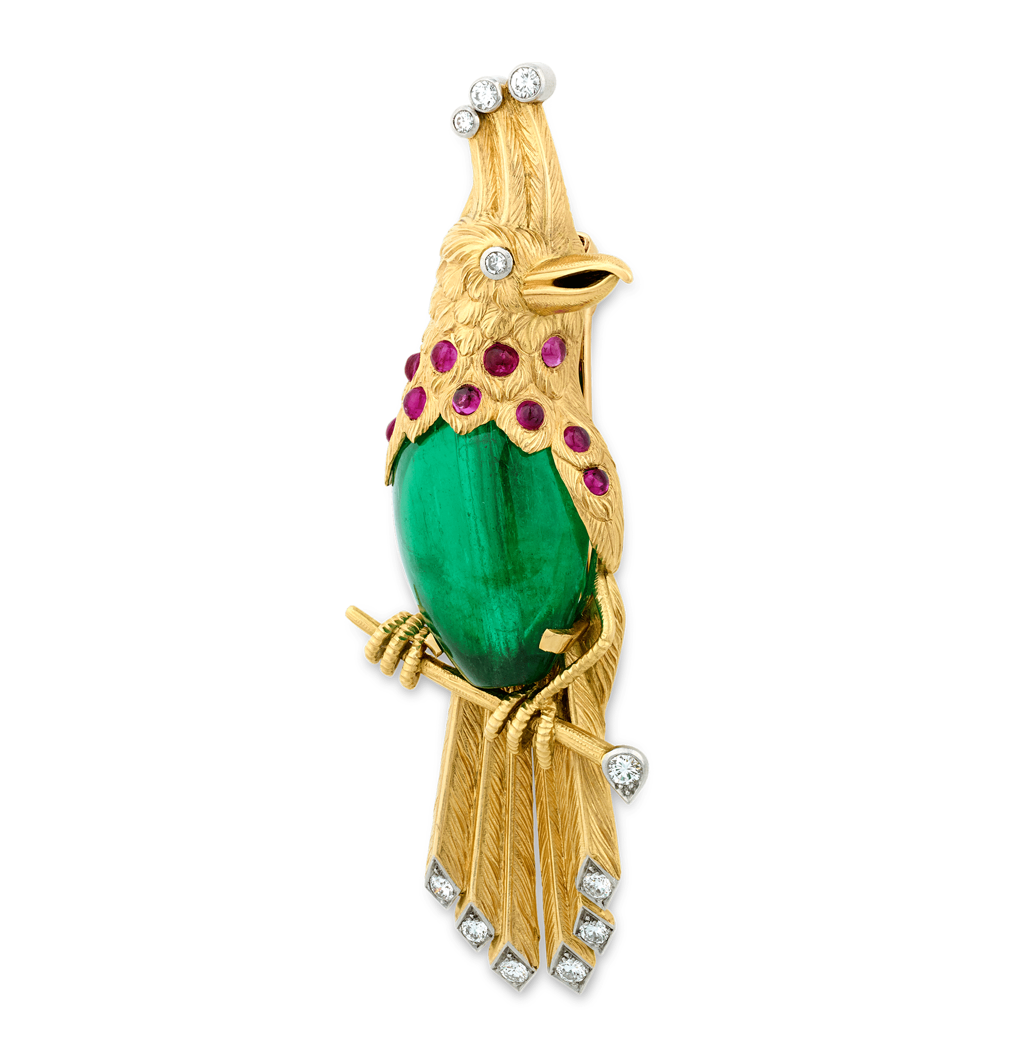 Cartier Colombian Emerald Bird Brooch, 45.00 carats