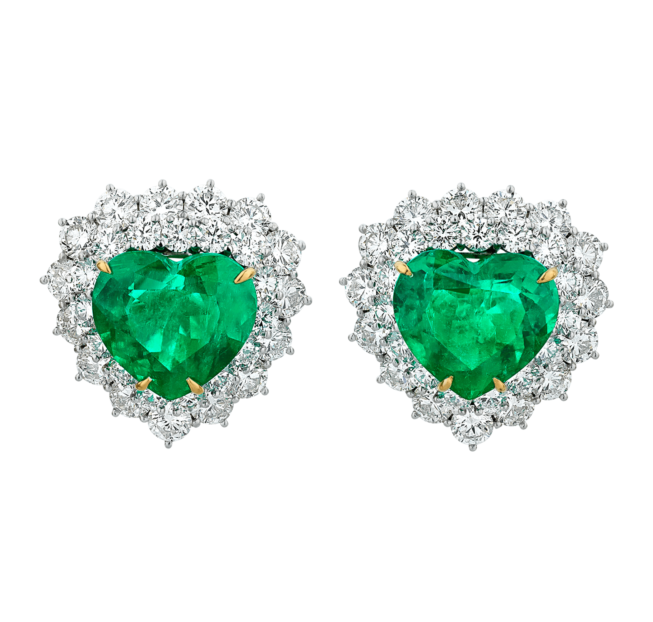 Colombian Emerald Heart-Shaped Earrings, 17.84 carats