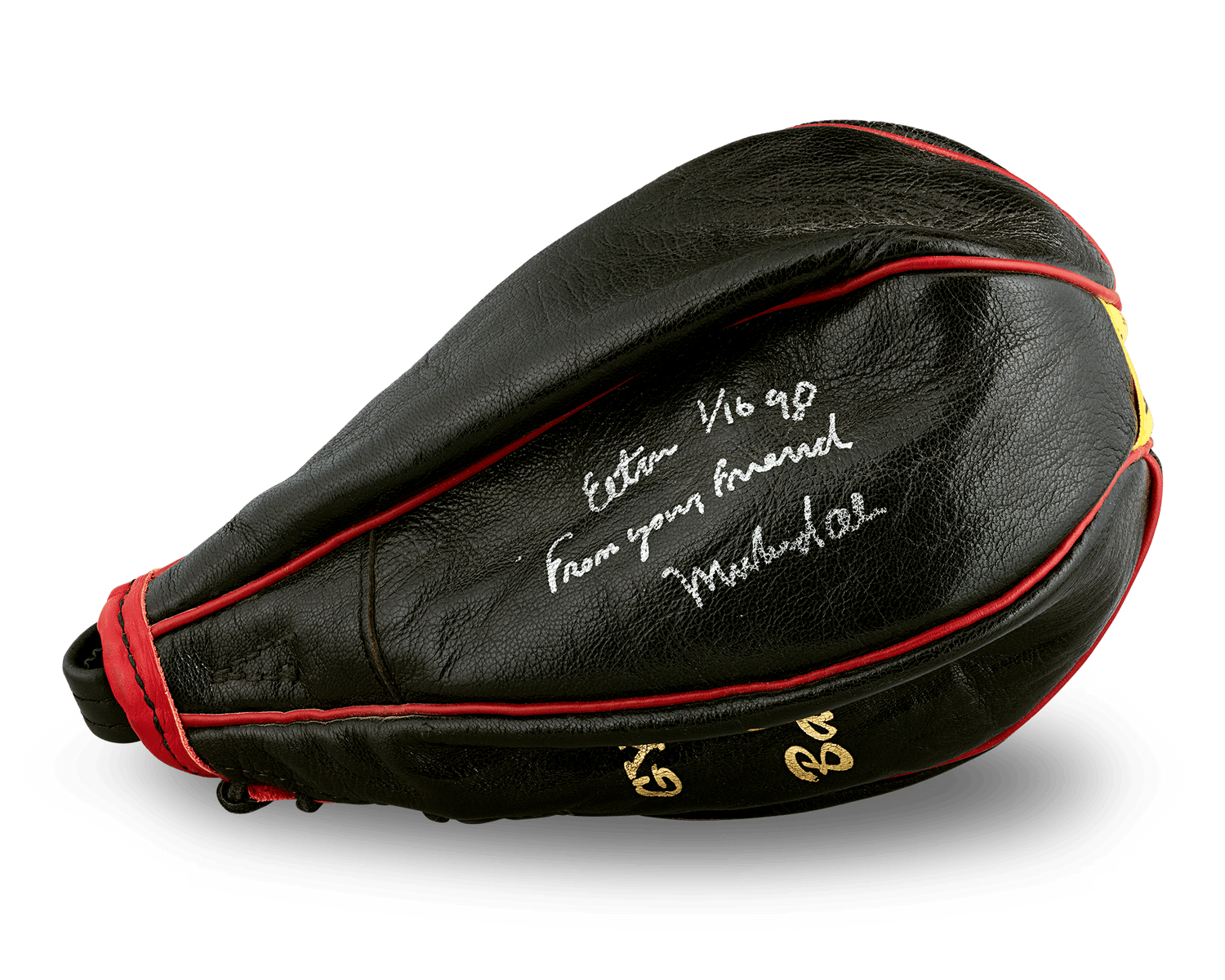 Muhammad Ali Signed Punching Bag, Gift to Sir Elton John
