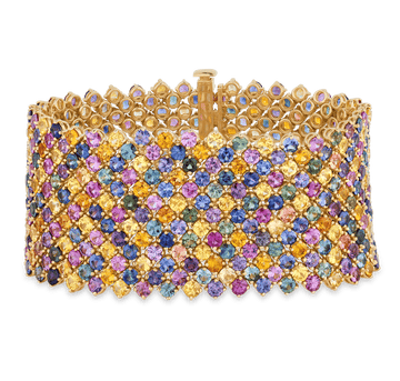 Multicolor Sapphire Mesh Bracelet, 65.53 Carats