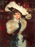 Elegant Lady with Hat with Feathers by Victor Guerrier