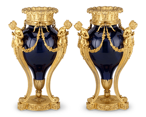 Sèvres Porcelain and Doré Bronze Vases