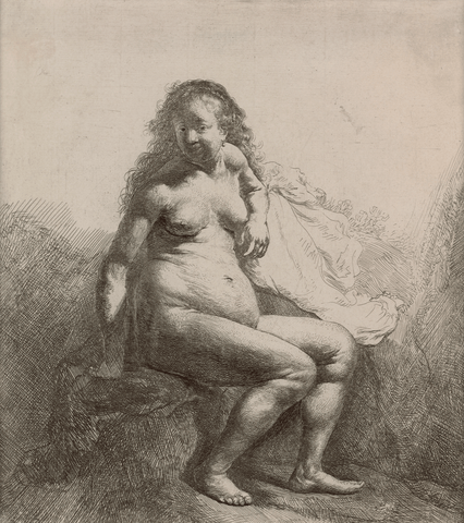 Naked Woman on a Mound by Rembrandt van Rijn