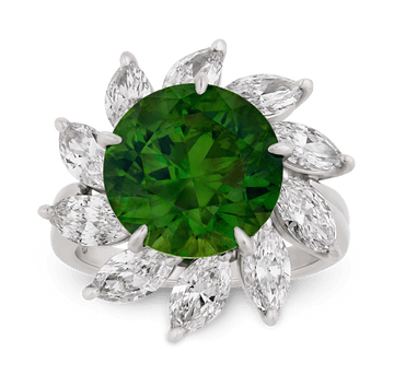 Russian Demantoid Garnet Ring, 7.55 Carats