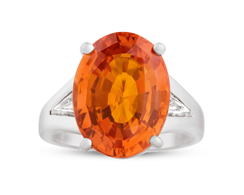 Oscar Heyman Ceylon Orange Sapphire Ring, 10.68 Carats
