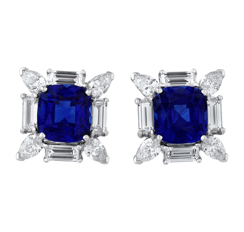 Oscar Heyman Ceylon Sapphire Earrings, 7.89 Carats