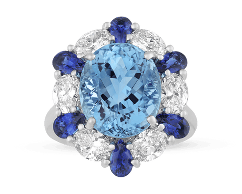 Oscar Heyman Aquamarine Ring, 6.39 Carats