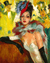 Elegant Lady with Feather Boa by Jean-Gabriel Domergue