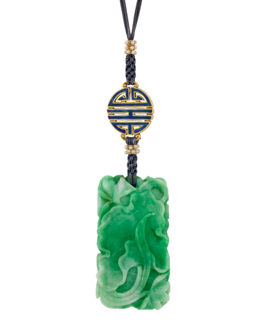 Louis Comfort Tiffany Jadeite and Enamel Pendant Necklace