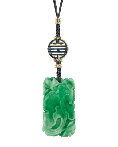 Louis Comfort Tiffany Jadeite and Enamel Pendant Necklace