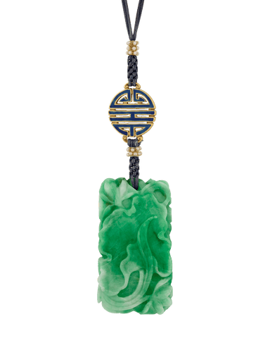 Louis Comfort Tiffany Jadeite and Enamel Pendant Necklace