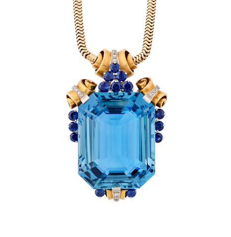 Tiffany & Co. Retro Aquamarine Pendant, 201.08 Carats