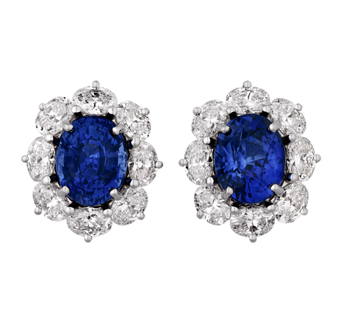 Oscar Heyman Ceylon Sapphire Earrings, 8.05 Carats