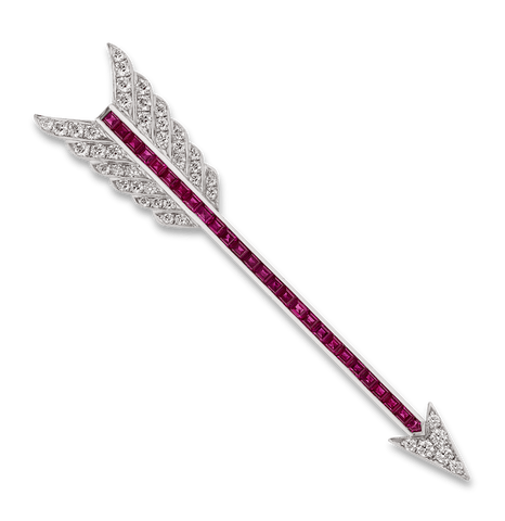 Oscar Heyman Ruby and Diamond Arrow Brooch