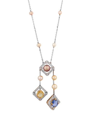 Tiffany & Co. Edwardian Natural Pearl and Sapphire Necklace