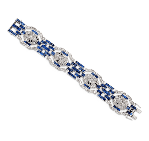 Tiffany & Co. Art Deco Diamond and Sapphire Pictorial Bracelet