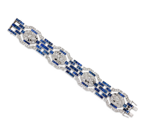 Tiffany & Co. Art Deco Diamond and Sapphire Pictorial Bracelet
