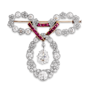 Belle Époque Diamond and Ruby Brooch
