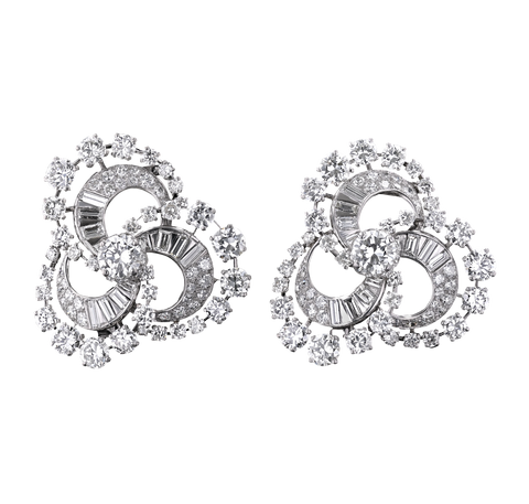 Pair of Cartier Diamond Brooches, 14.68 Carats