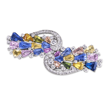 Oscar Heyman Sapphire and Diamond Double Clip Brooch