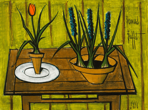 Une tulipe et trois jacinthes by Bernard Buffet