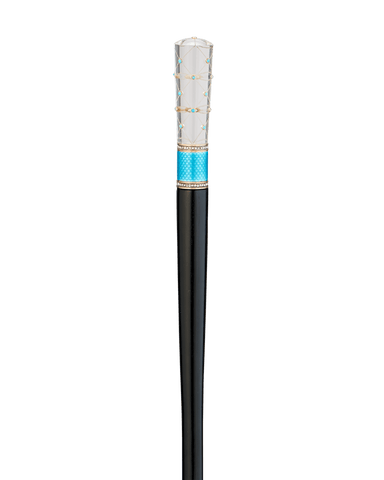 Fabergé Rock Crystal and Guilloché Enamel Cane