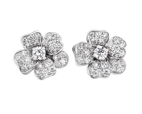 Oscar Heyman Floral Diamond Earrings, 1.37 Carats