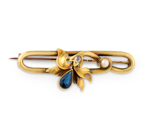 Fabergé Sapphire Floral Brooch