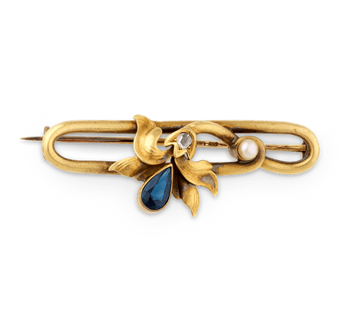 Fabergé Sapphire Floral Brooch