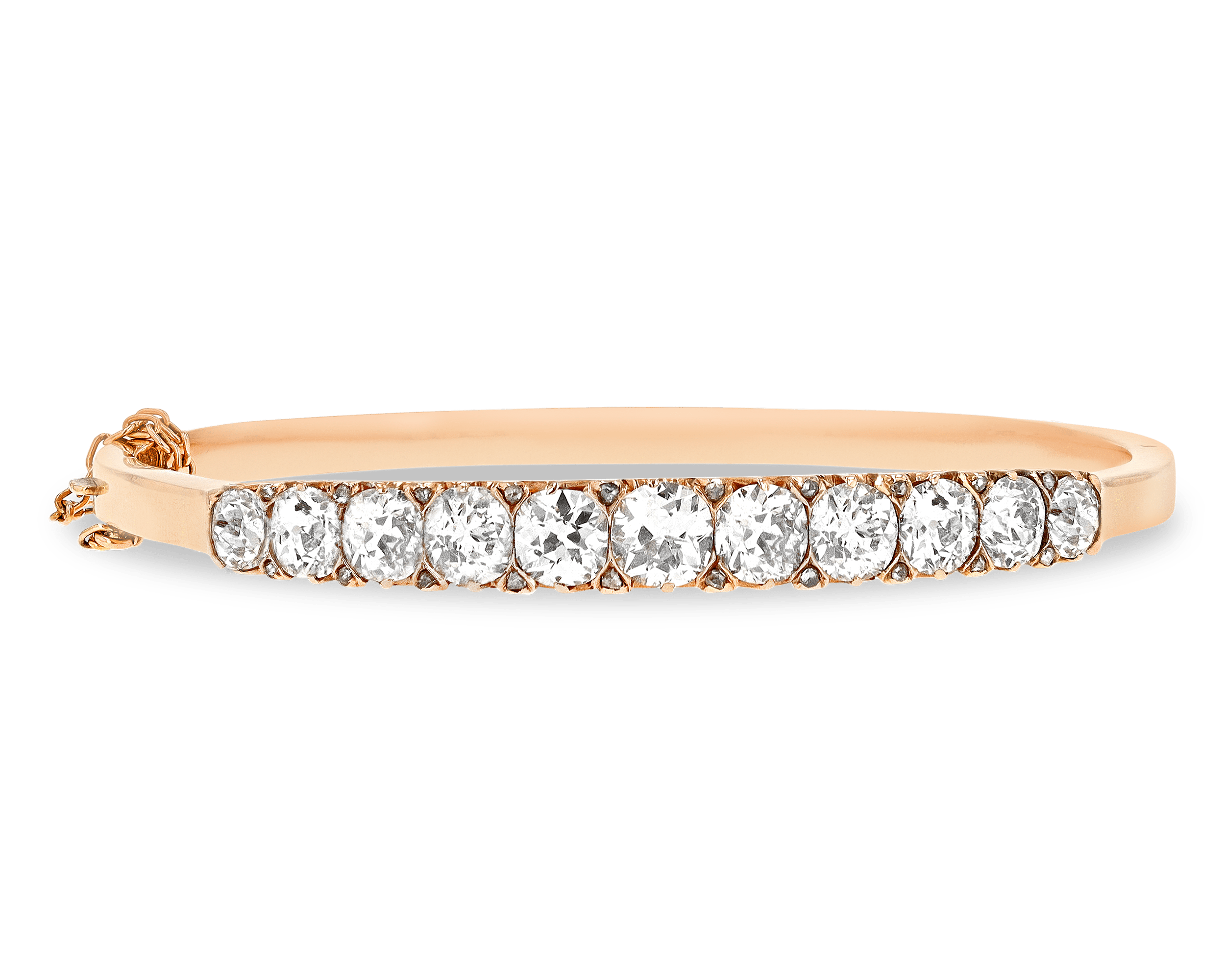 Victorian Old Mine-Cut Diamond Bangle Bracelet, 9.00 Carats