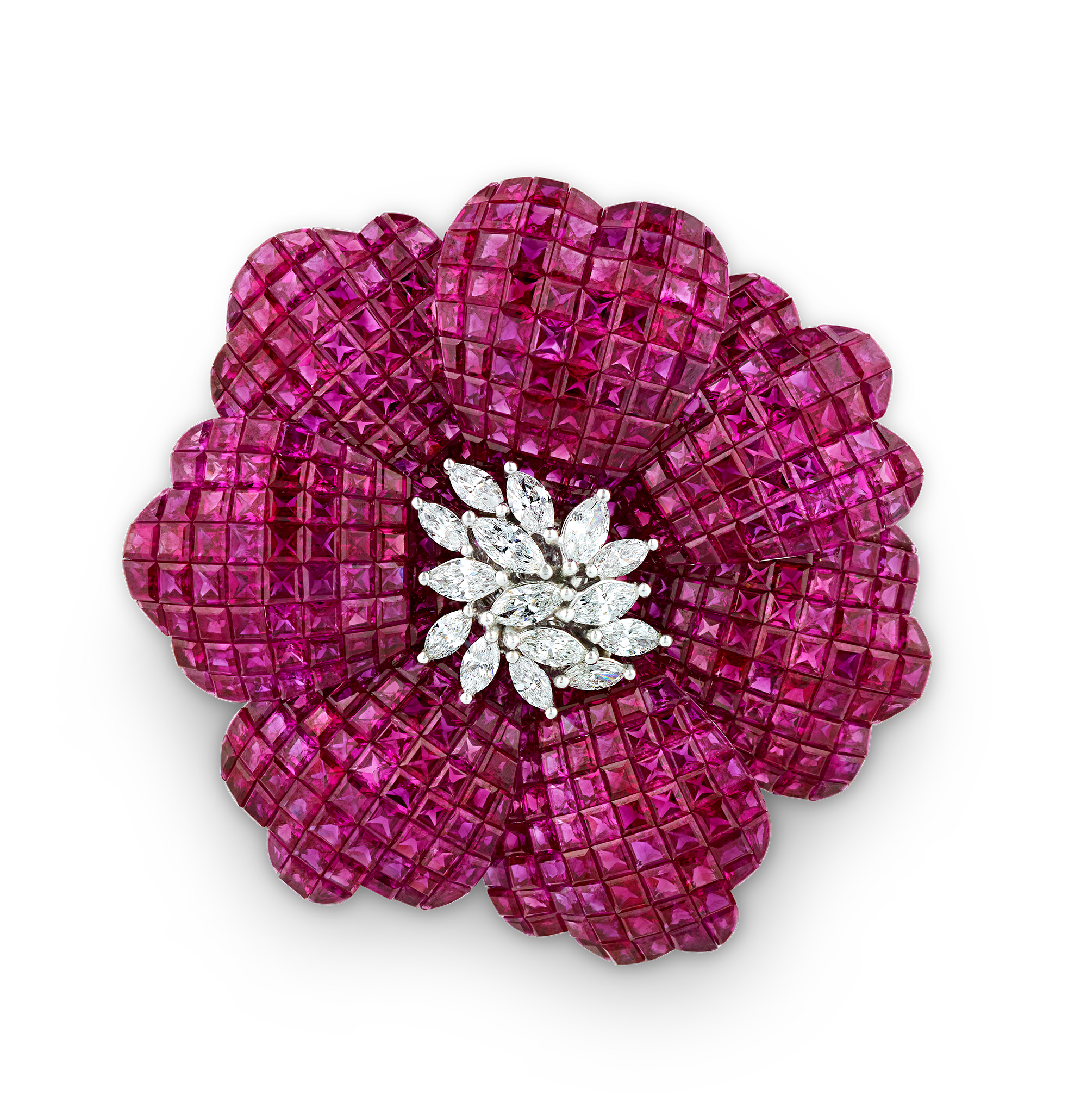 Ruby Flower Brooch, 49.29 carats