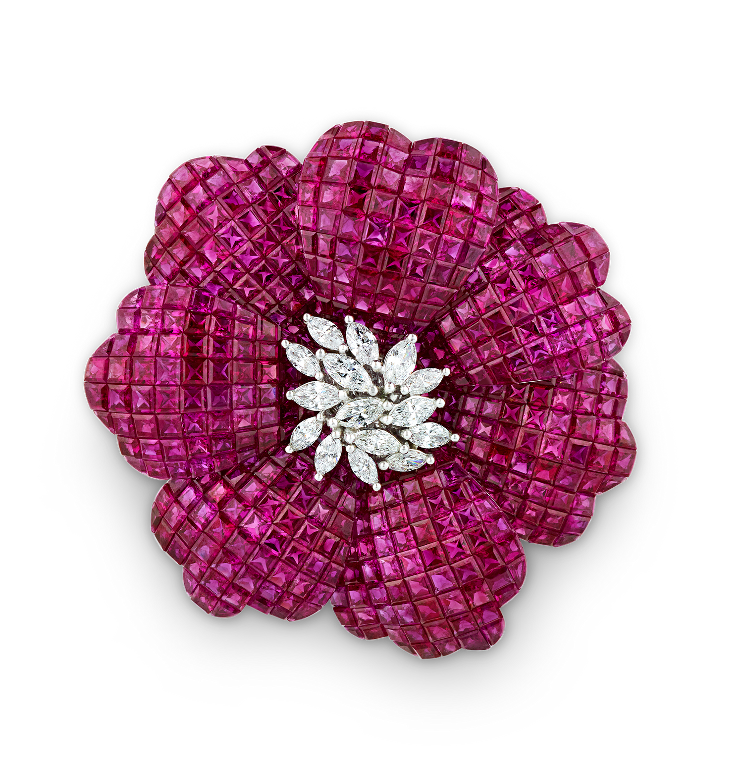 Ruby Flower Brooch, 49.29 carats